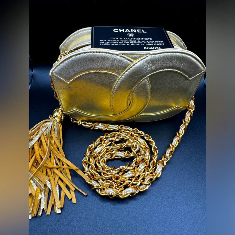 ❗️FINAL PRICE❗️LOT 1512 COLLECTIBLE 24K gold plated CHANEL vintage micro mini